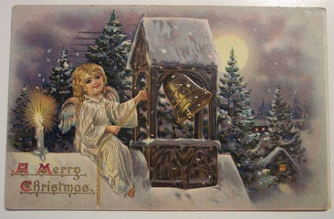Original-Holzstich ca 1890 Christkindel in Schlesien Weihnachten Christkind 