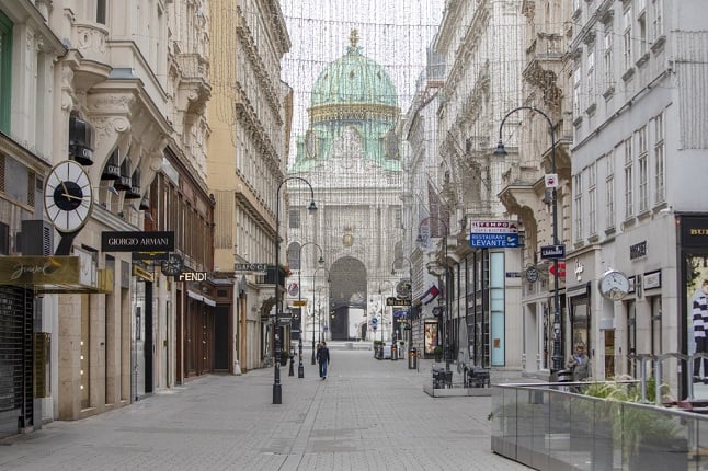 Closed shops in central Vienna.