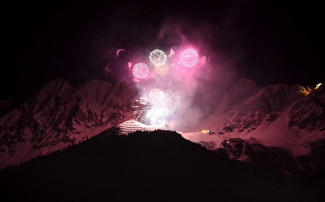 New Year fireworks in the Alps near Innsbruck